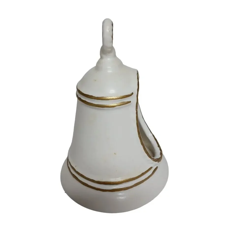 🔔⛪Vintage White Gold Nativity Bell Ornament 👼🏾👼🏼Baby Jesus Christmas Decor